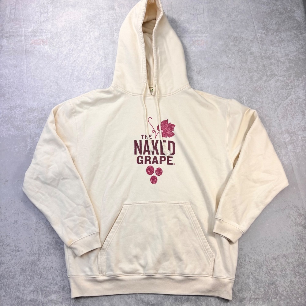 The Naked Grape Winery Hoodie Men's XL Cream Anvil Sustainable Pullover